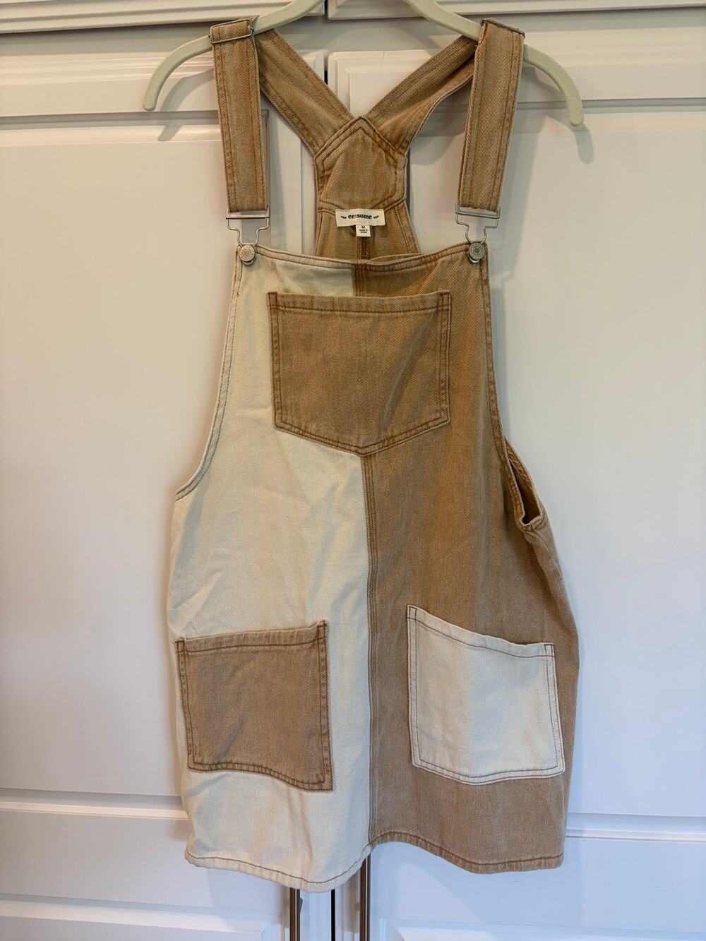 Eesome Two-Tone Colorblock Patchwork Overall Dress size medium